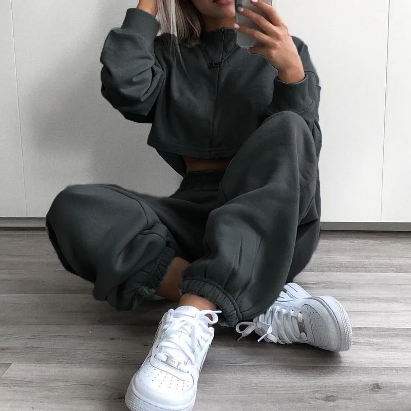 

Cool Women High Waist Pants Solid Yellow Loose Joggers Female Trousers 2019 Autumn Winter Track Pants Punk Capris Gray Yellow