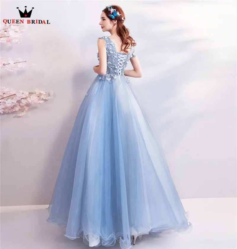 Элегантные Синие Вечерние платья 2019 Модное бальное платье пышные кружевные