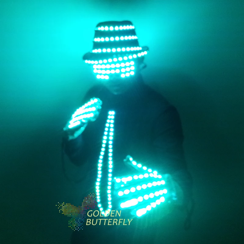 Светодиодная одежда светящаяся шляпа модные перчатки светящиеся мужские