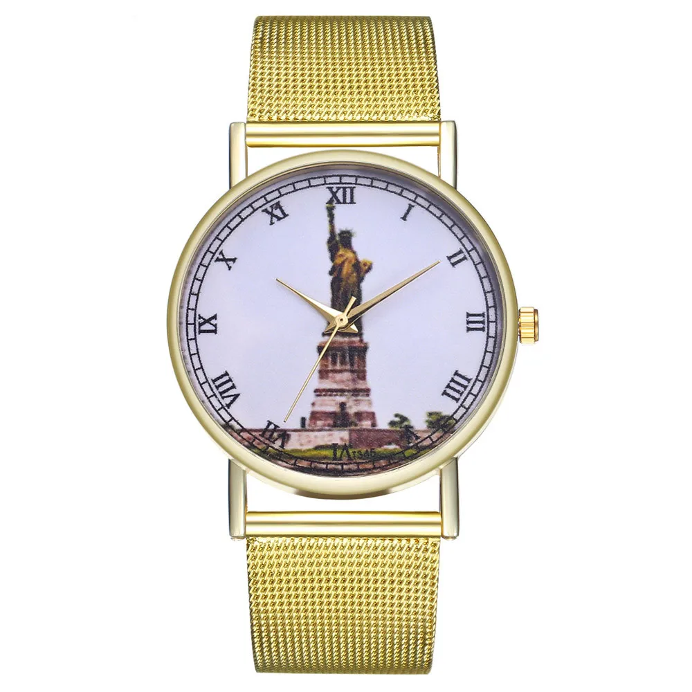 Horloges женские часы с круглым сетчатым ремешком от ведущего бренда модные