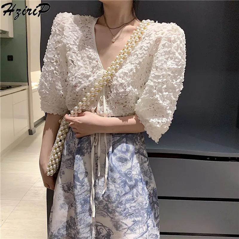 Hzirip New Simple Lace Short Sleeves Loose Sweet Solid Casual Female Cardigans Chiffon Basic Shirts |