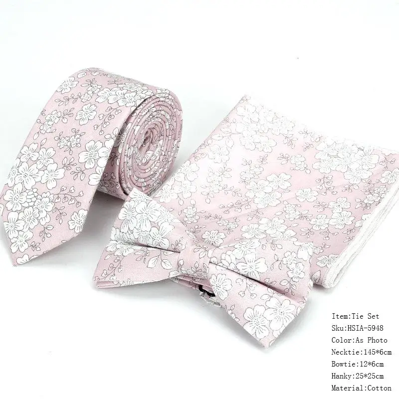 Tie Sets Фирменный мужской дизайнерский узкий платок с цветочным принтом, темно-синий Цветочный платок с квадратным платком, галстук-бабочка, галстуки, набор костюмов для мужчин - Цвет: Tie Sets