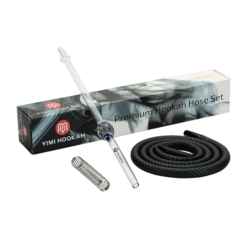 

Yimi Hookah Premium 40cm Glass Hookah Hose Set with Carbon Hose Glass Hookah Mouthpiece