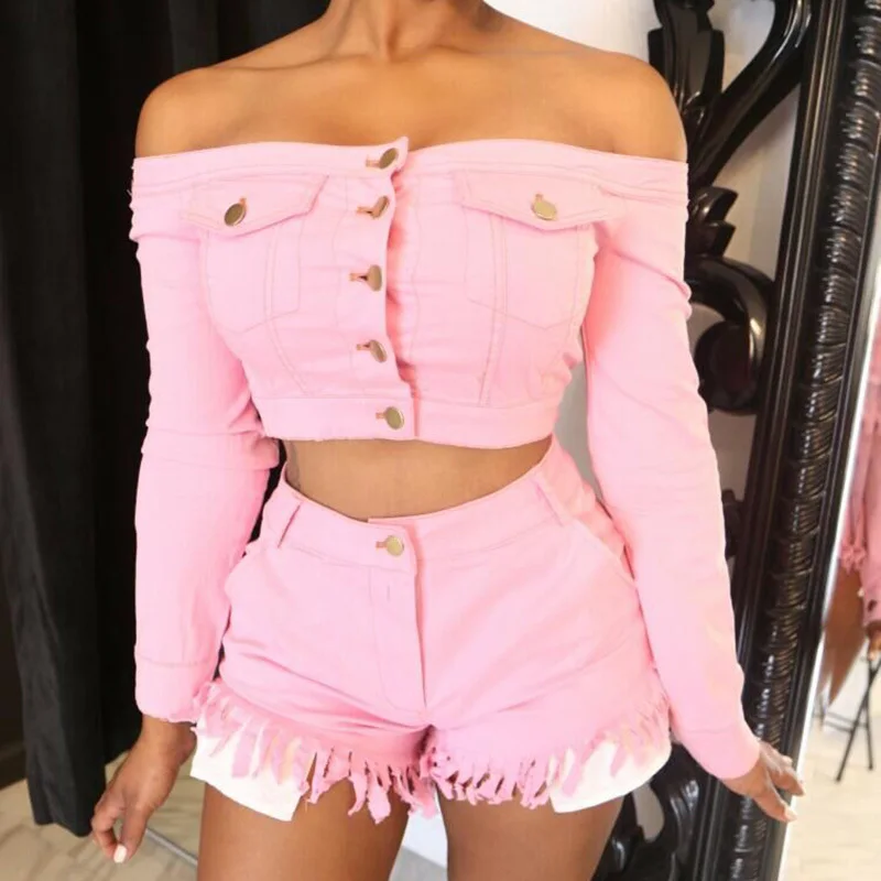 2018 осенний однотонный комбинезон с открытыми плечами женский сексуальный