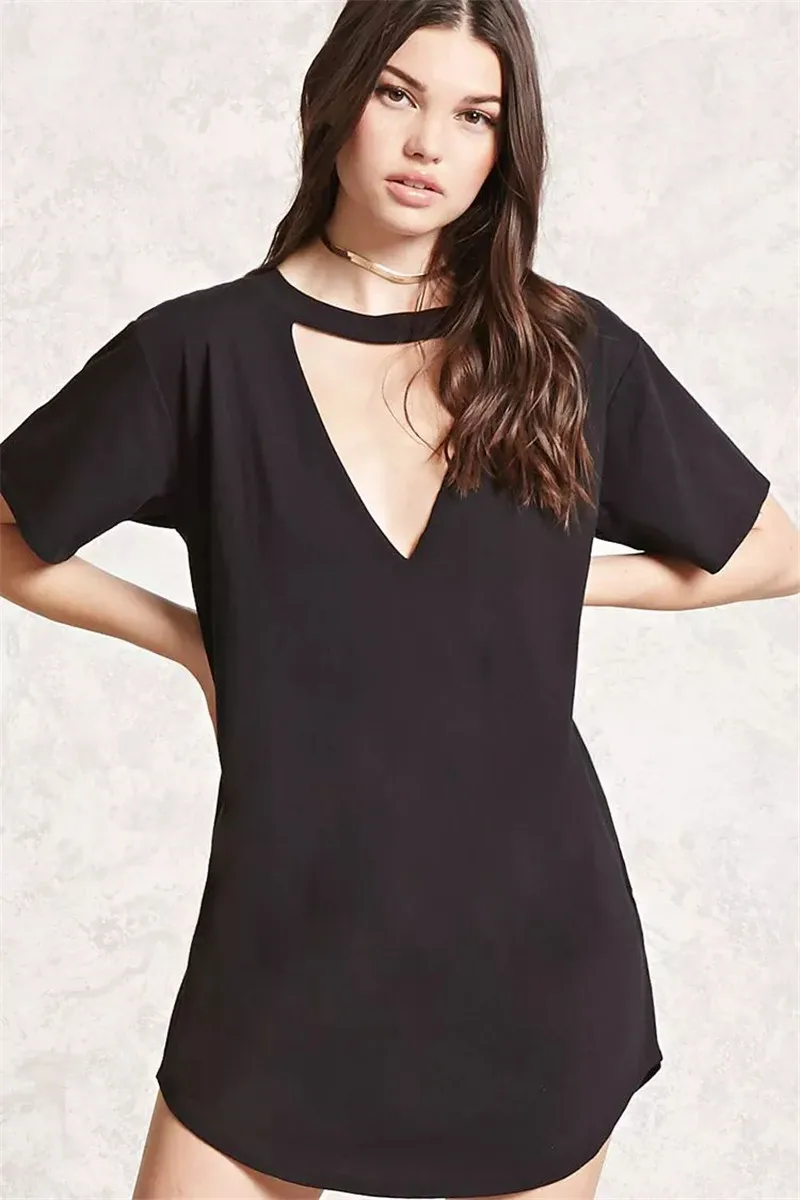 2018 летние Для женщин платья сексуальная грудь выдолбленные платье Глубокий V