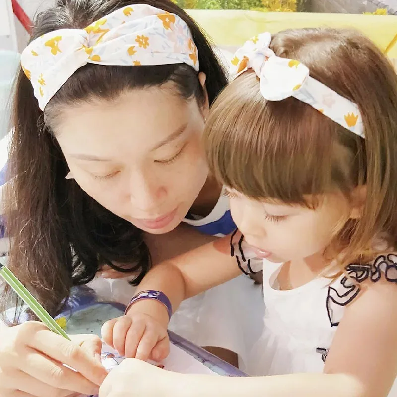 MIXIU 2pcs Mom And Baby Headbands Rabbit Ears Elastic Hair Bands Bow Print Hairbands Parent-child Accessories Kids Gifts | Детская
