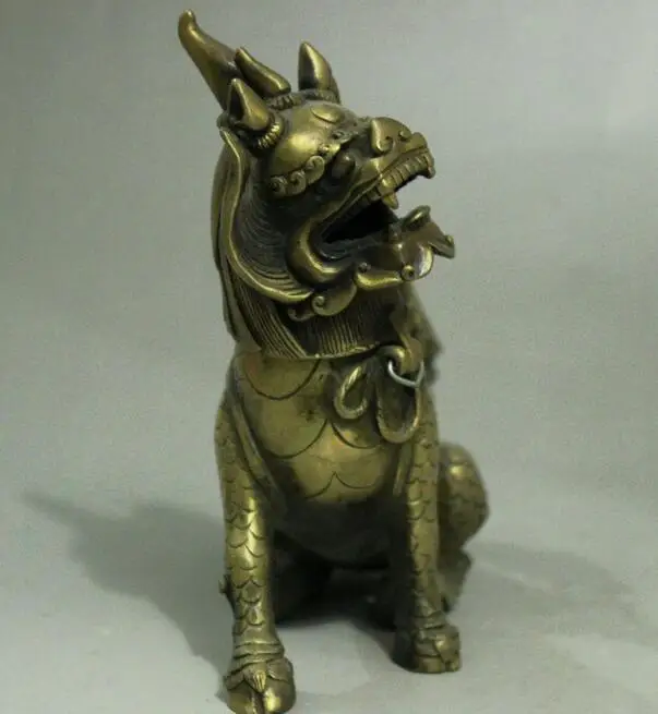 15 см Старый Китайский Фэншуй Kylin QiLin PiXiu Единорог статуя зверя фигурка|figurine metal|statue