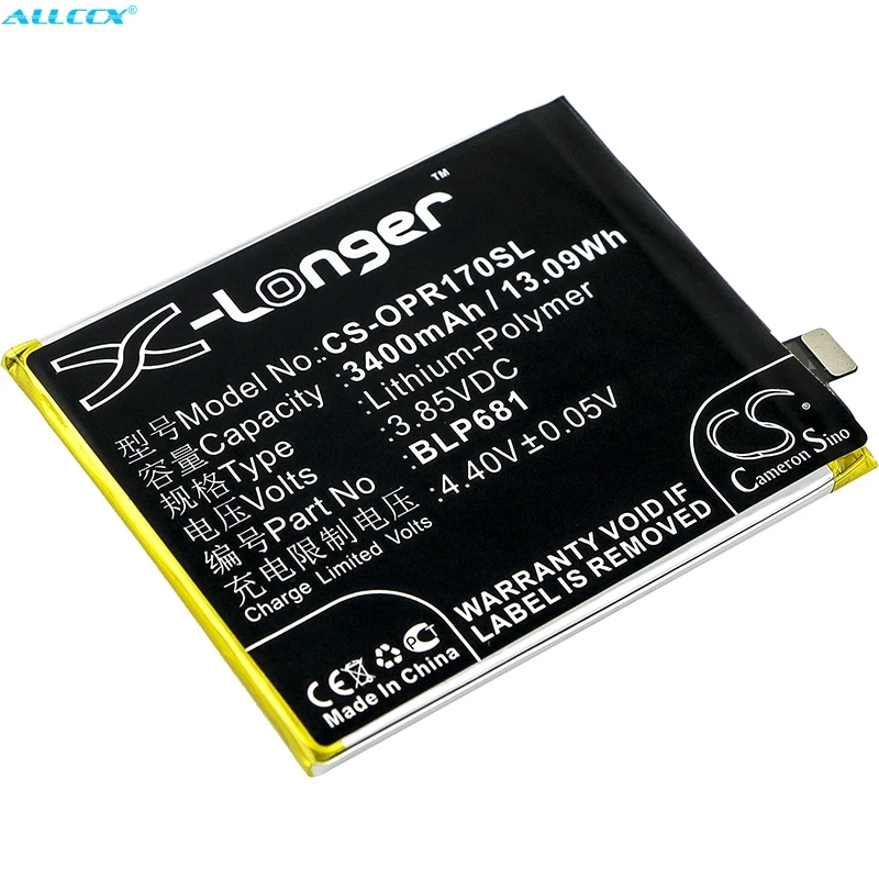 Аккумулятор Cameron Sino BLP681 3400 мА · ч для OPPO PAGT00 R17 с двумя SIM-картами TD-LTE | Мобильные