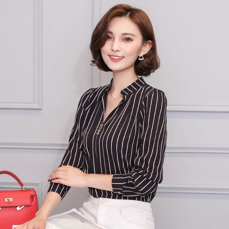 Женская шифоновая блузка рубашка 2019 женская одежда длинный рукав Blusas шифон