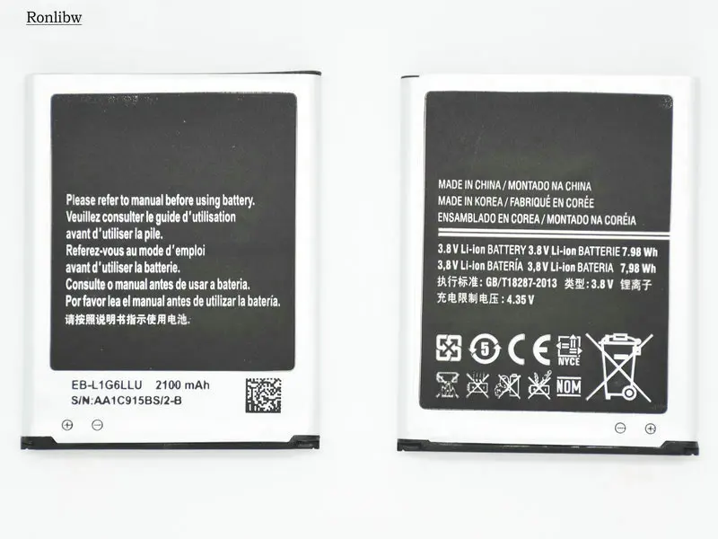 Ronlibw 2 шт. 2100 мАч сменный аккумулятор + зарядное устройство для Samsung Galaxy S3 S 3 i9300 L710