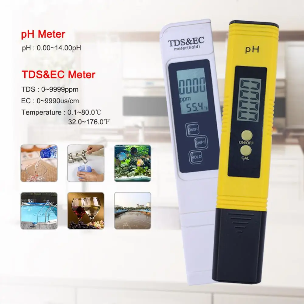 EC add PH-02 meter Цифровой измеритель PH TDS EC 0,00-14,0 PH тестер TDS и EC измеритель термометр 0-9999us/cm 0-9999ppm 0,1-80,0 градусов 3 в 1 монитор воды - Цвет: EC add PH-02 meter