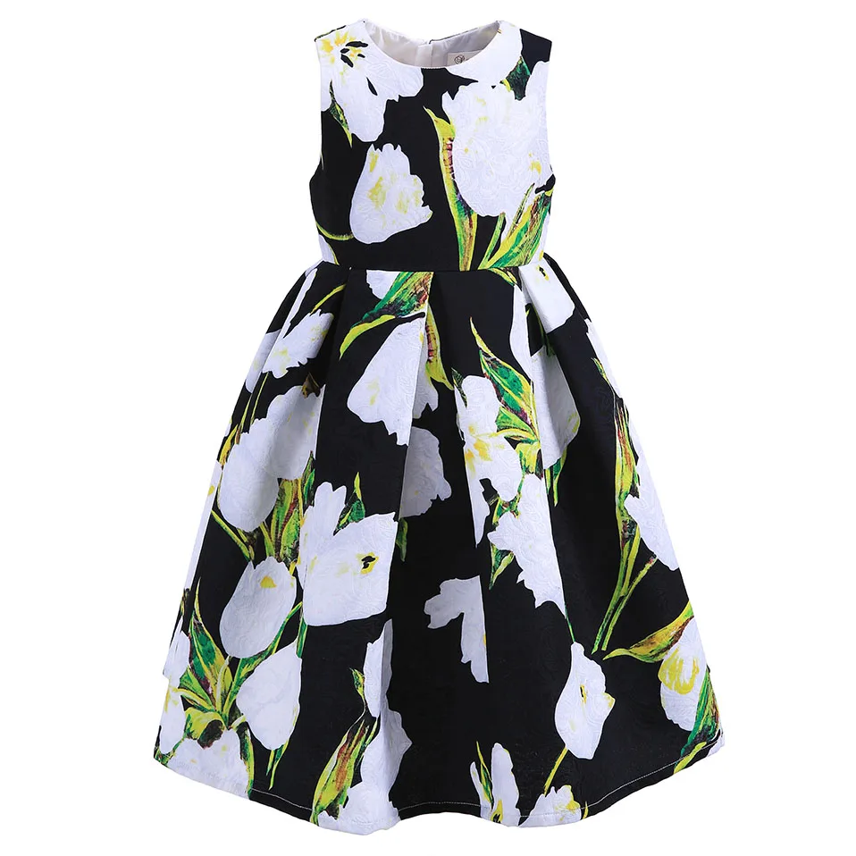 Осенние комплекты одежды с цветочным принтом для девочек 2 шт. платье без рукавов