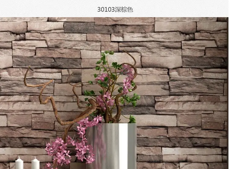 10 шт. 3D деревянные блоки эффект коричневый каменный кирпич м виниловые обои рулон