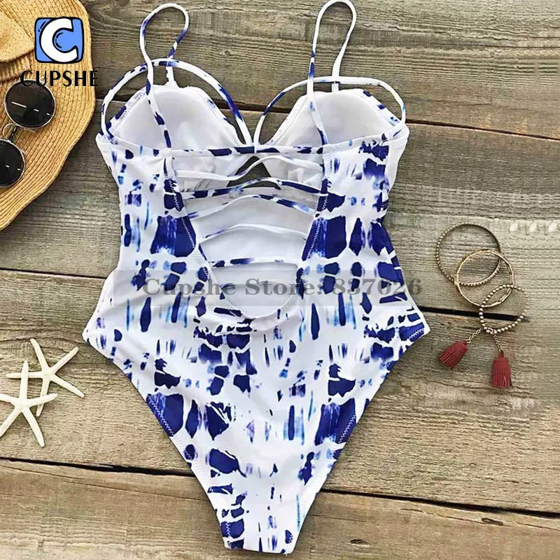 CUPSHE снежная ночь Галстук окрашенный цельный купальник Летний сексуальный