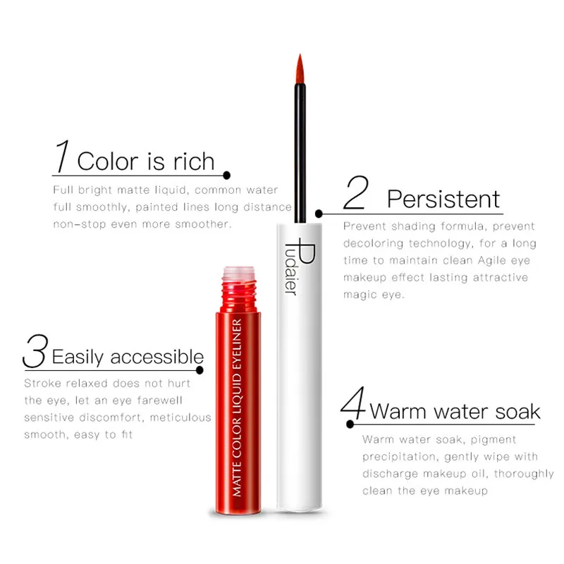 Pudaier Waterproof Liquid Eyeliner Matte Long-lasting Pigment white Eye Liner Gel Party Beauty Cosmetic pencil glitter maquiagem |
