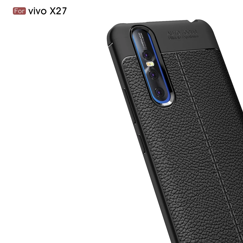 For Vivo X27 Phone Back Protective Smartphone Soft Litchi Striae Shockproof Cases Case Cover | Мобильные телефоны и