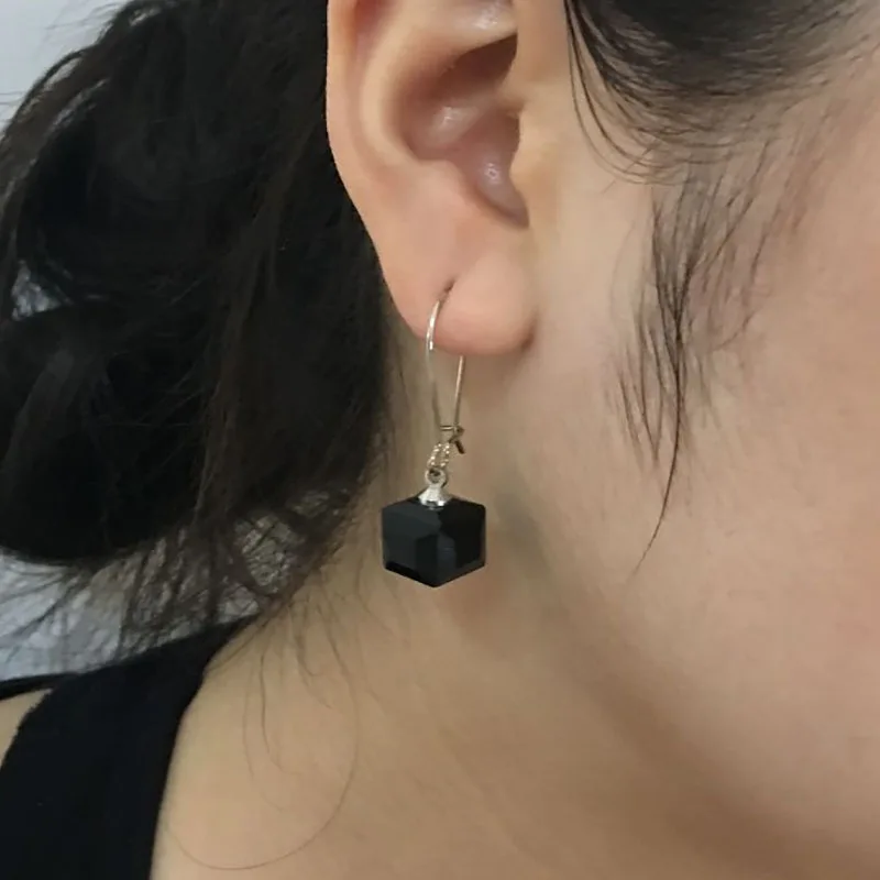 TDQUEEN квадратные серьги с розовыми кристаллами для женщин синие длинные висячие Висячие бусины подвеска Дизайнер Элегантный Простой стиль Леди Серьги