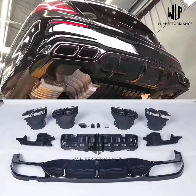 W213 E класс PP задний диффузор для губ с выхлопными наконечниками 4 выхода автомобильный Стайлинг для Mercedes-Benz E63 AMG автомобильный комплект кузова