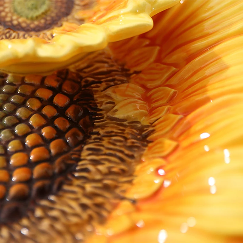 European Pastoral Sun Flower Ceramic Fruit Bowl Sunflower Multi-function Coffee Table Decoration | Дом и сад