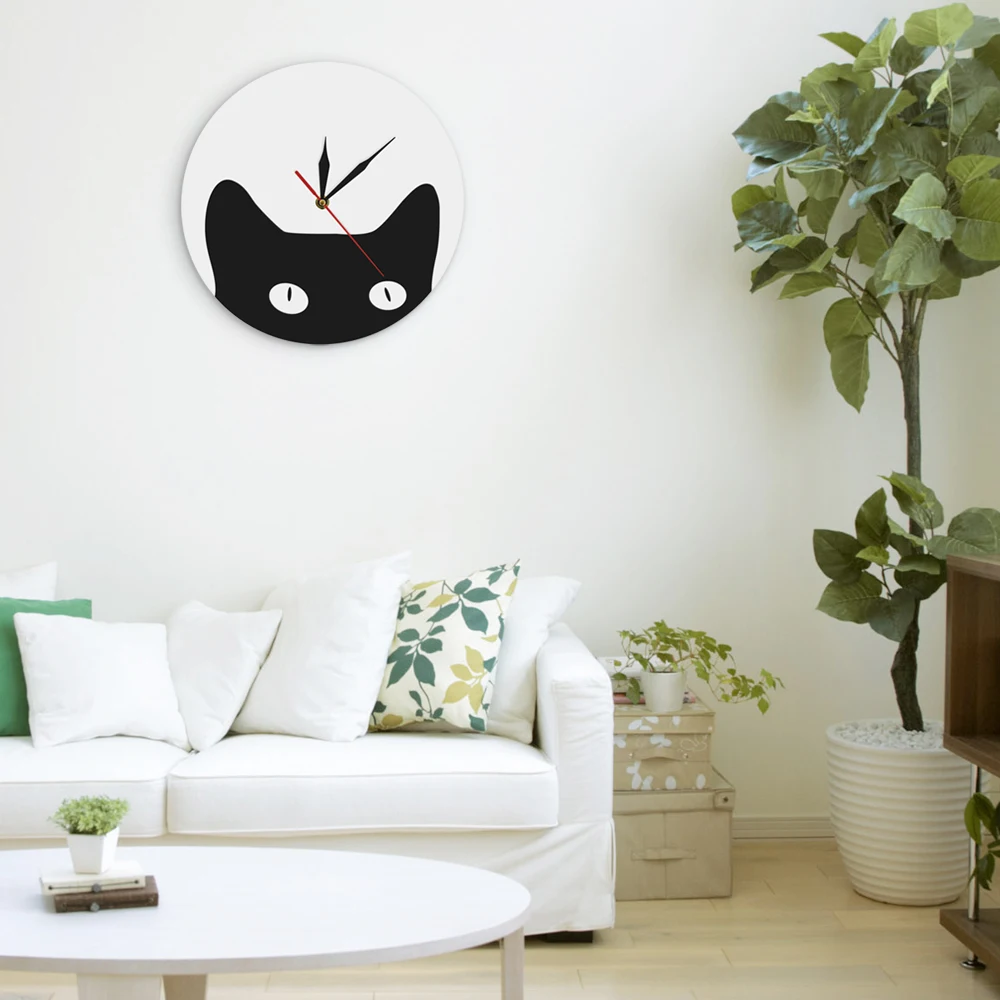 Настенные часы Peeping Cat акриловые декоративные круглые с животными современные