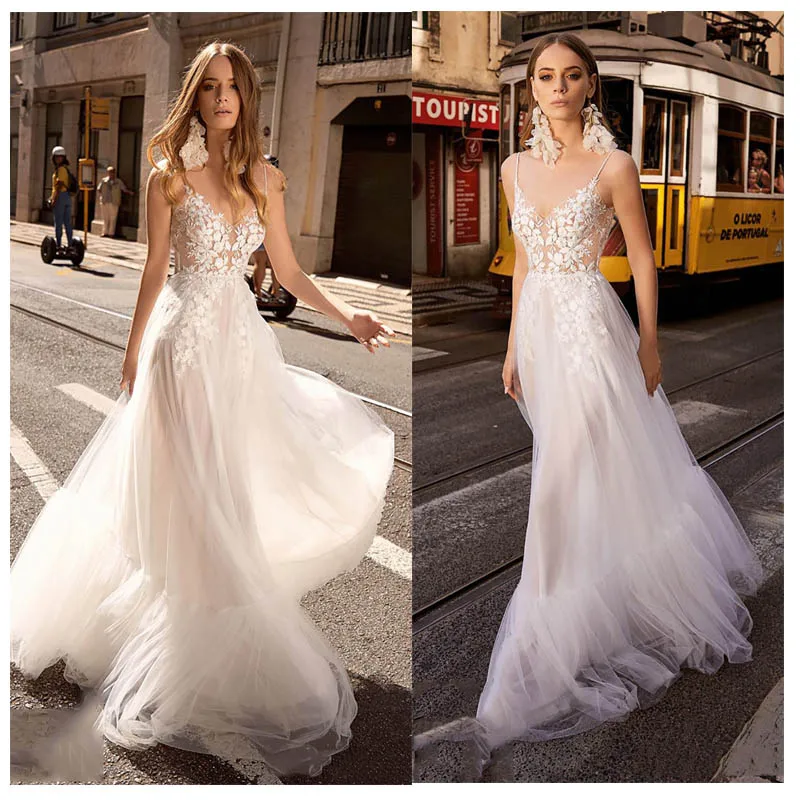 Smileven свадебное платье 2019 аппликации кружевное пикантные глубоким v-образным