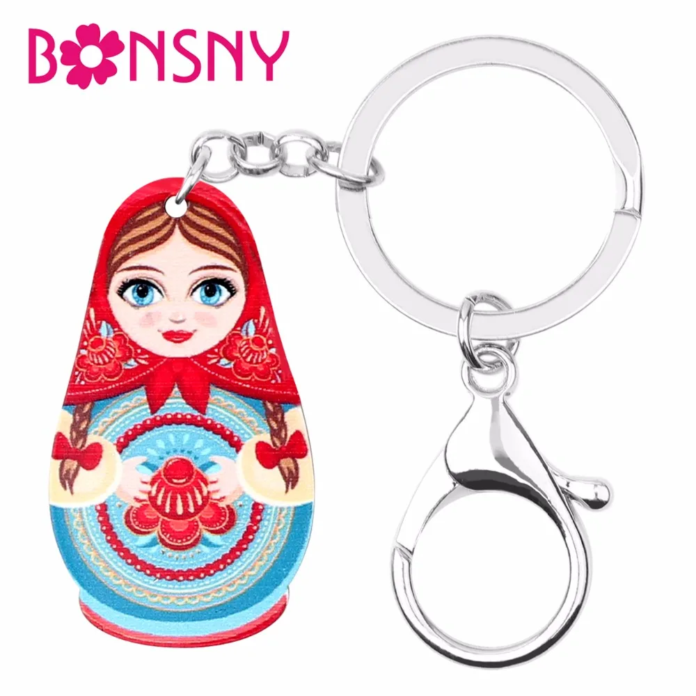 Bonsny Arylic русская кукла Матрешка брелок для ключей Женская сумочка девочек кулон