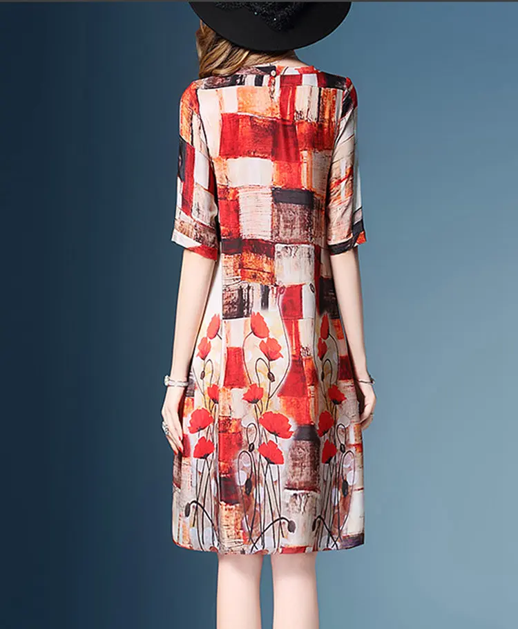 Новое поступление, женское летнее платье с модным принтом, Vestidos Feminino, повседневное шелковое платье в винтажном стиле для девушек, Robe Femme Ete