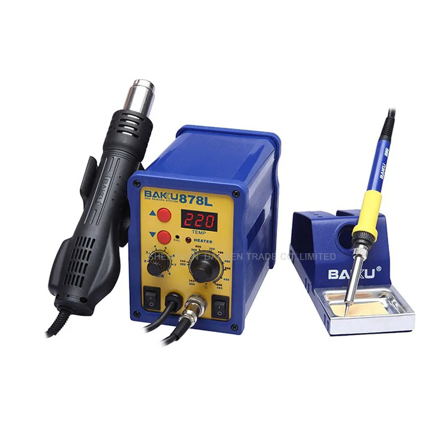 1PC BAKU 878L LED Digital Display  Hot Air Gun Rework Soldering Station Welding Solder with Soldering Iron and Heat Gun