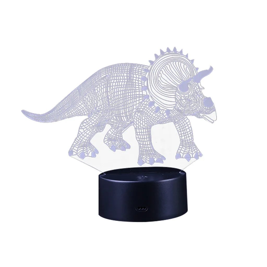 Black Base Светодио дный 3D ночник с подсветкой 3D визуальная лампа динозавр Оптическая иллюзия освещение 7 цветов Изменение 3D светильники для детей - Испускаемый цвет: Black Base