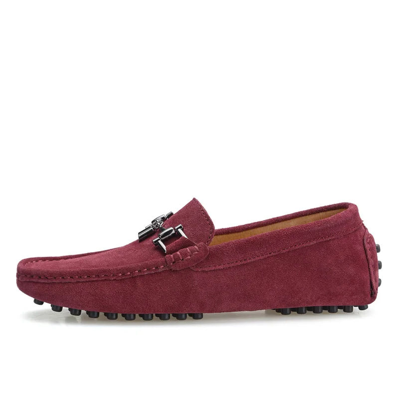 GOXPACER Autumn Shoes Men Metal Buckle Loafers Casual Suede Genuine Leather Flats Fashion Male Tassel Free Shipping | Обувь