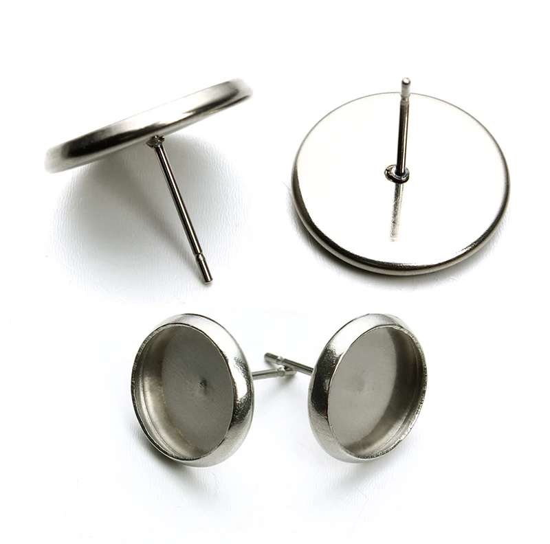 Круглые серьги гвоздики из нержавеющей стали 50 шт./лот серебристые круглые