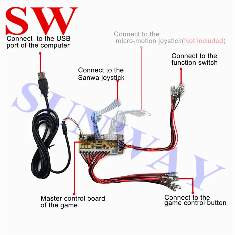 Аркадный Комплект сделай сам 1 игрок USB рандомная копия джойстик Sanwa высокого