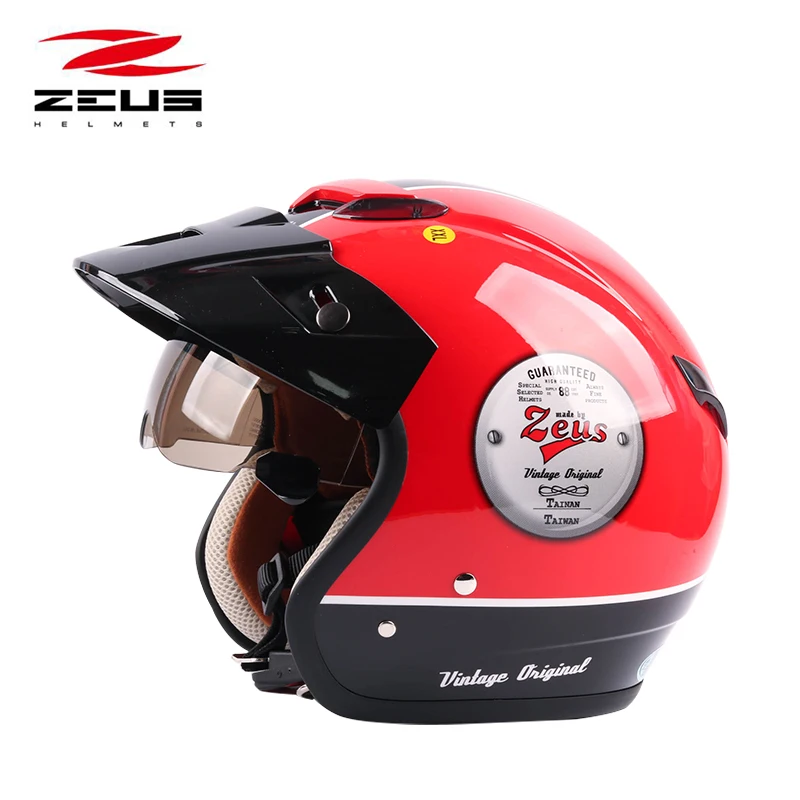 Мотоциклетный шлем ZEUS 382 с открытым лицом защитный для мотоцикла 3/4 в винтажном