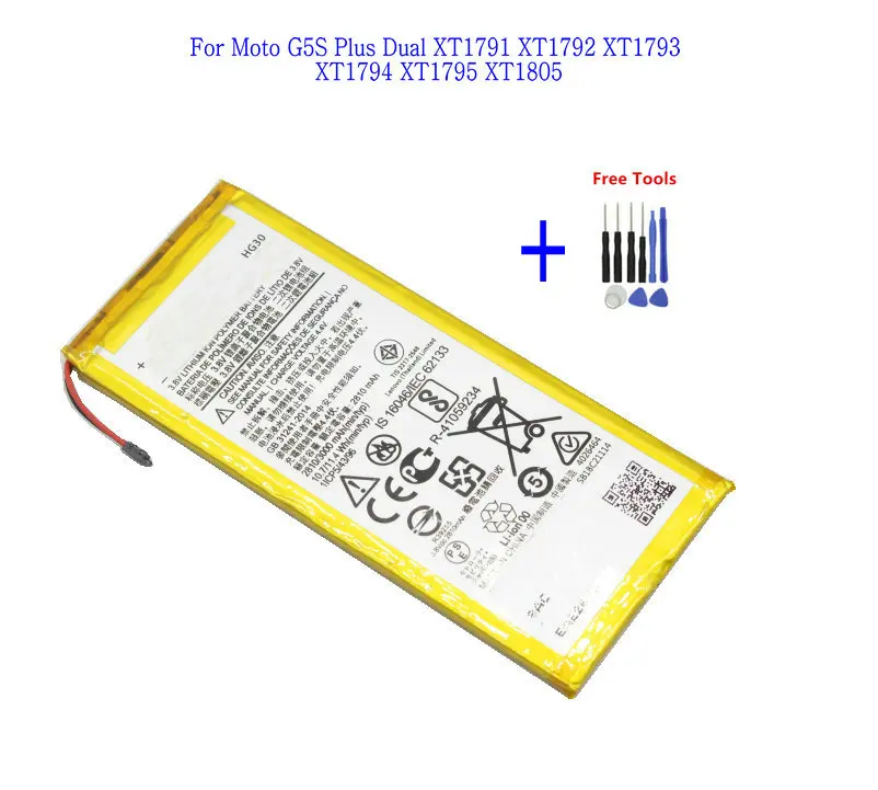 1x3000 мАч аккумулятор для Motorola Moto G5S Plus G6 Двойная Батарея XT1791 XT1792 XT1793 XT1794 XT1795 XT1805 HG30 +