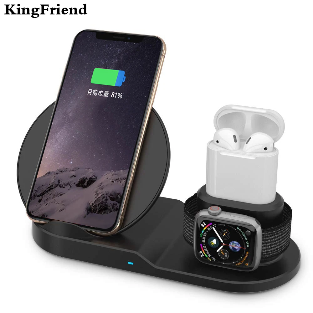 KingFriend Qi Беспроводное зарядное устройство для iphone 8 X XS Max XR быстрая док-станция