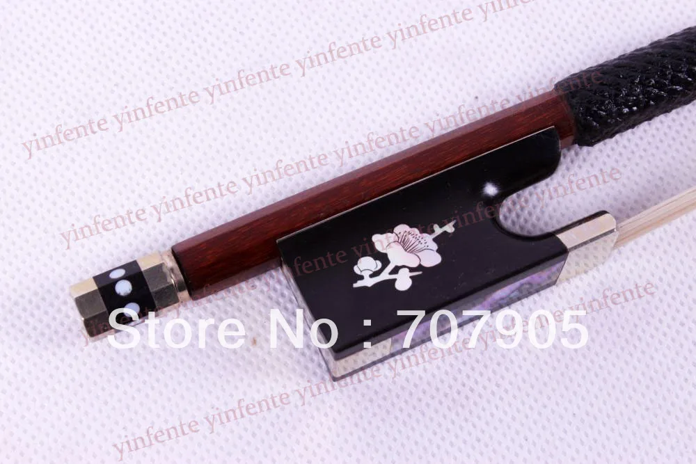 1 pcs Violin Bow Ebony Frog Plum Flower Inlaid Brazil wood Round STICK 4/4 ect..
