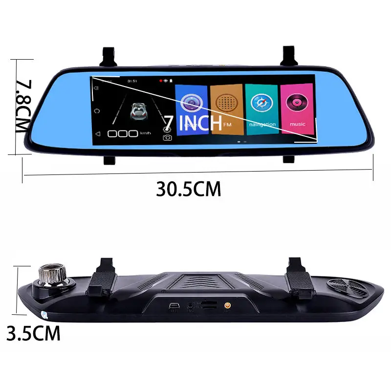 4G Двойной объектив Full HD 1080 P Видеорегистраторы для автомобилей с 7 дюймовым сенсорным удаленный монитор зеркало заднего вида с gps и Камера Android WIFI Bluetooth