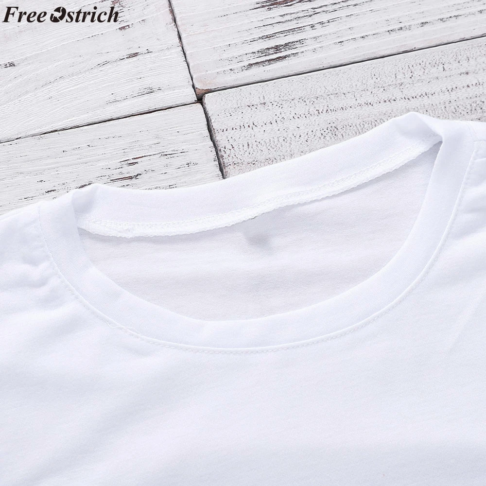 Женская футболка с коротким рукавом и круглым вырезом FREE OSTRICH модная однотонная
