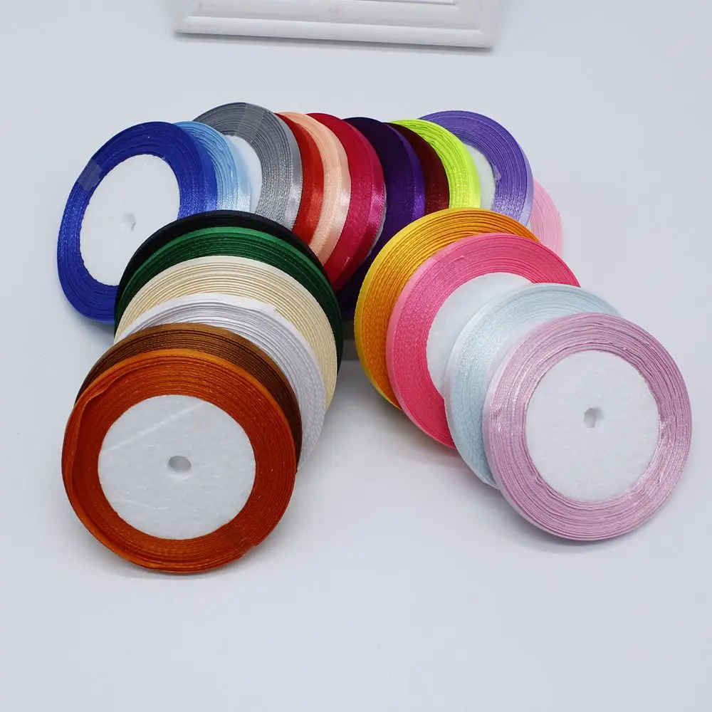 Атласная лента для свадебной вечеринки 6 мм 25 ярдов 22 м|25 yard|silk satin ribbonsatin ribbon |