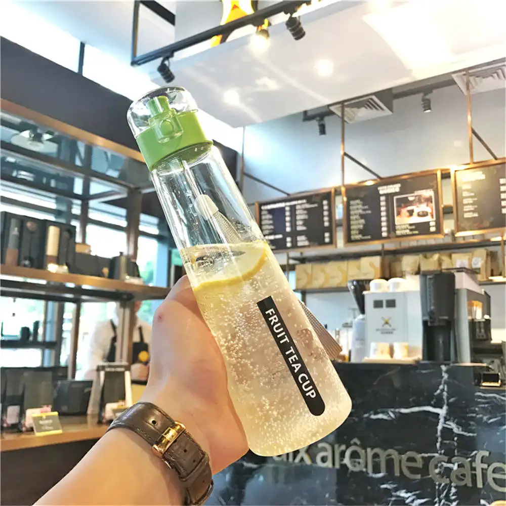 Зеленый Летняя уникальная красочная пластиковая бутылка для воды, портативная устойчивая к падениям Герметичная Бутылка для сока - Цвет: Зеленый