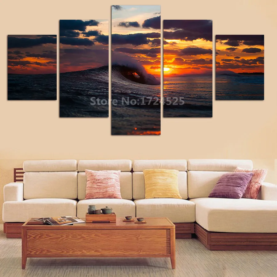 Без рамки 5 шт. морская волна Современный домашний декор для стен картина холст