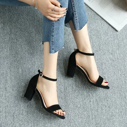 2019 новые тонкие женские туфли с парой сандалий летние на высоком толстом каблуке