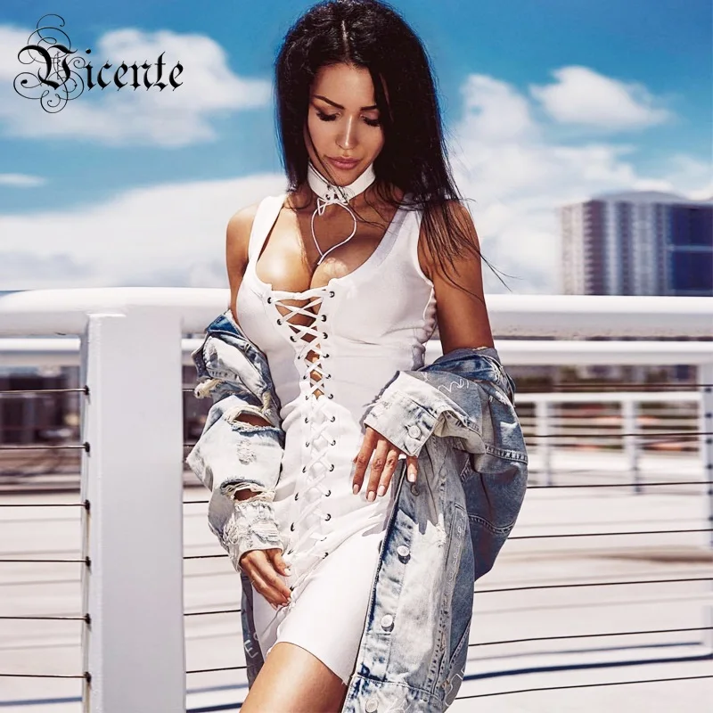 VC 2019 Новый горячий шикарный сексуальный крест-накрест на шнуровке без рукавов V