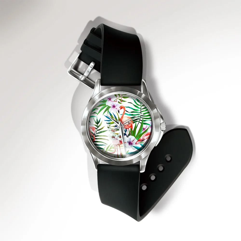 8 сезонов силиконовые ПВХ кварцевые наручные часы Фламинго Птица Животные шаблон