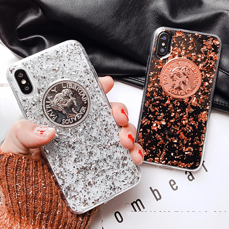 Роскошный блестящий чехол WOTP с золотой фольгой для iphone 11 11Pro XS XR Max X 6 6S 7 8 Plus