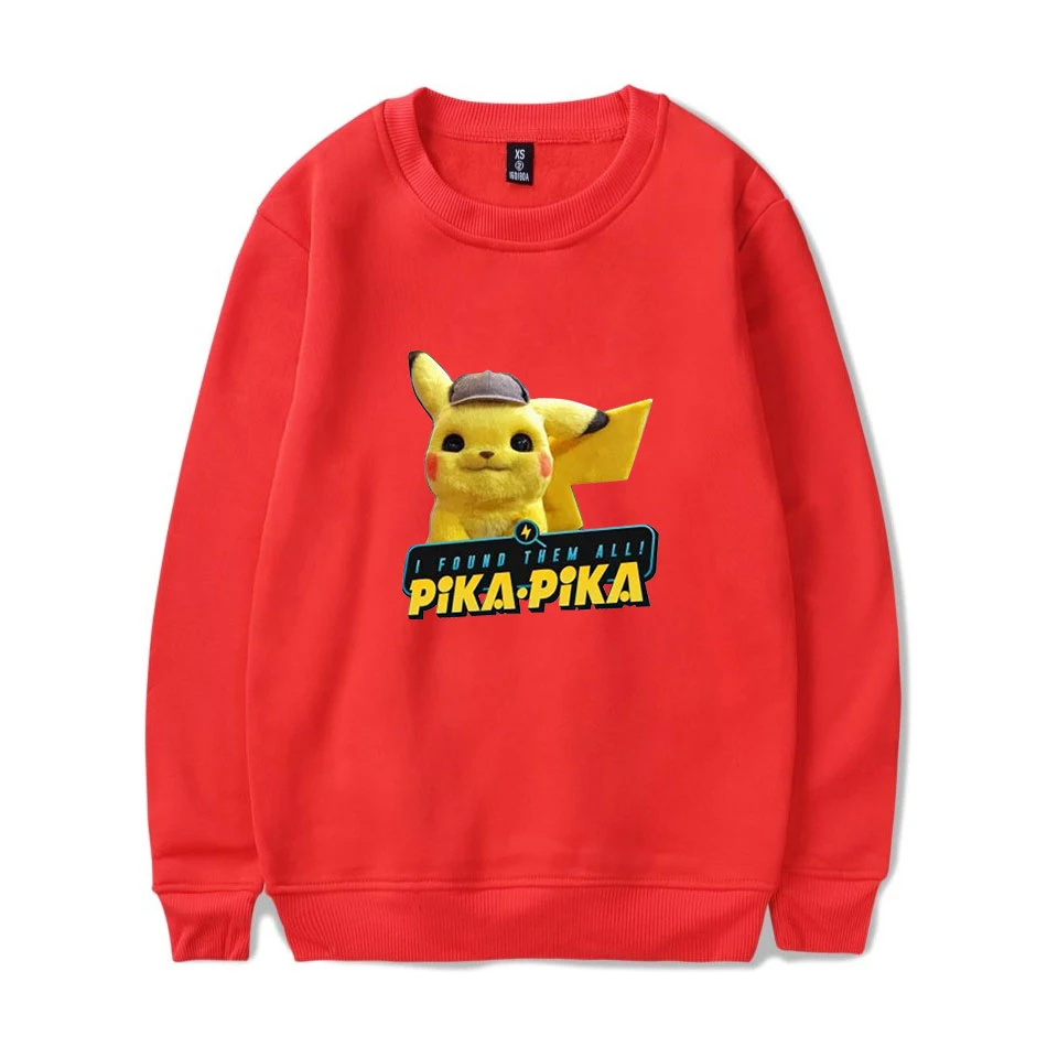 Новинка 2019 толстовки Harajuku с длинными рукавами круглым вырезом принтом Пикачу