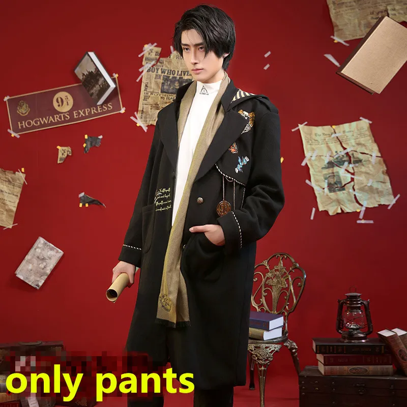 pants Hufflepuff, костюмы для косплея колледжа, шарф, Тренч, куртки, пальто, юбка для женщин, девочек, мальчиков, вечерние, для школы, Волшебная Одежда - Цвет: pants