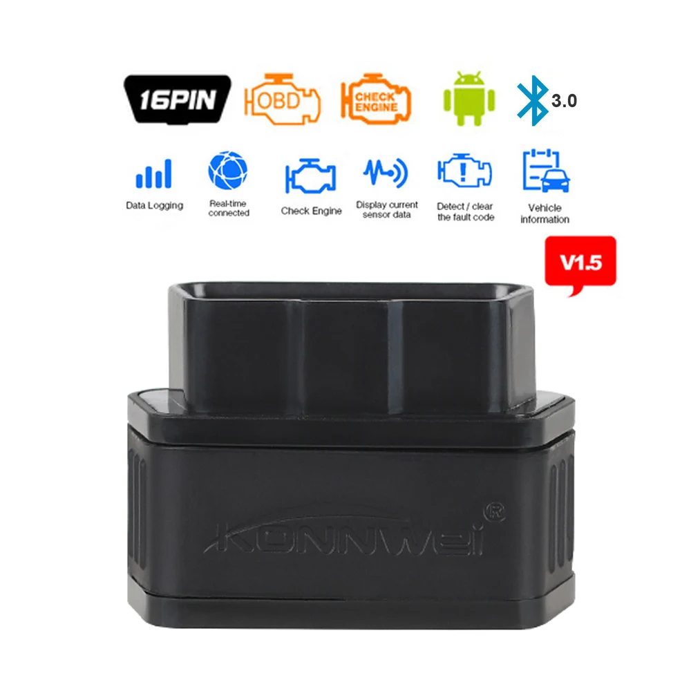 BT 3.0 All black KONNWEI KW903 icar2 elm327 Bluetooth 3,0 автомобильный OBD2 OBDII автоматический диагностический инструмент elm 327 адаптер BT работает на Android - Цвет: BT 3.0 All black