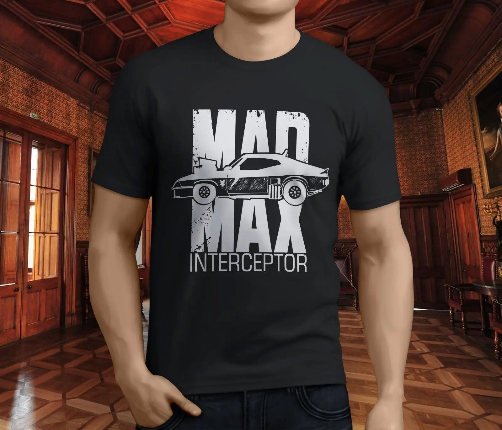Новая популярная мужская Черная футболка Mad Max Interceptor Army Muscel Car Удобная