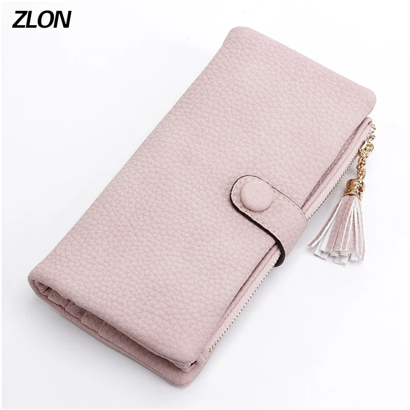 Новые модные женские кошельки ZLON кошелек из мягкой кожи на молнии с узором Личи